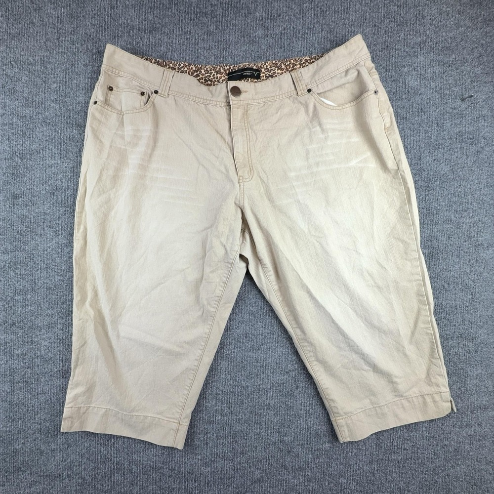 Venezia Pants Womens 28 Beige Capri‎ Twill Stretch Zip Fly Casual Pockets